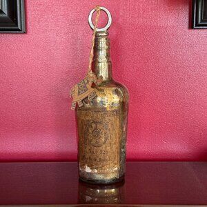 Vintage Style Mercury Glass Bottle Bronze & Silver & Gold French Label w/Cork